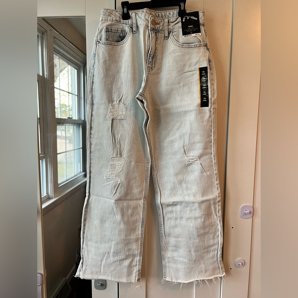 Art class girls size 14 high rise baggy Distressed Straight-Leg Jeans NWT